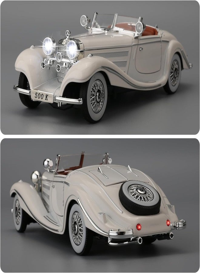 ARNIYAVALA Compatible for 1:24 Benz 500K Toy Car Model, Diecast Collectible Pull Back Model Car with Sound and Light, Toy Gift Vehicles for Adults Kids Boys Girls (White) - Image 5